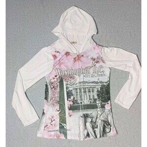 Sweet Gisele Washington DC Zip Up Hooded Jacket Small Multicolor Cherry Blossom